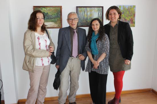 A los extremos, Marjorie Saavedra y Bárbara Montecinos del Museo Histórico Presidente Gabriel González Videla. Al centro, el pintor Guillermo Rivera y la directora del Museo del Limarí, Gabriela Carmona.